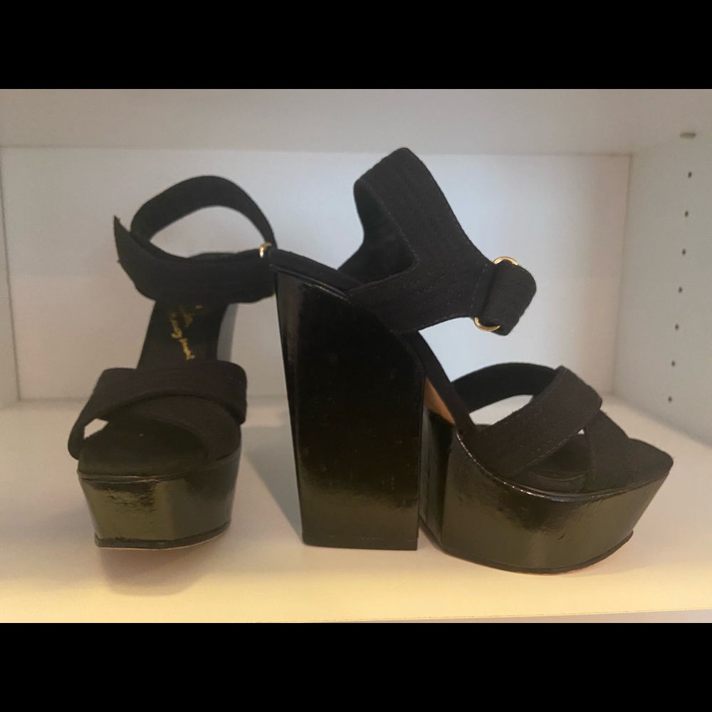 Alice + Olivia Black Cork Platforms